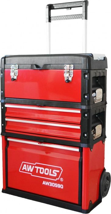 Karrocë veglash AWTools AW30590, modulare, me rrota, e zezë