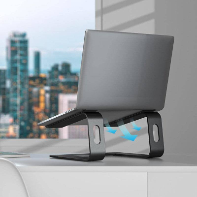 Qëndrim laptopi Crong prej alumini, ergonomik, i zi