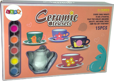 Set kreativ DIY për pikturim servisi çaji, porcelan, për fëmijë 3+