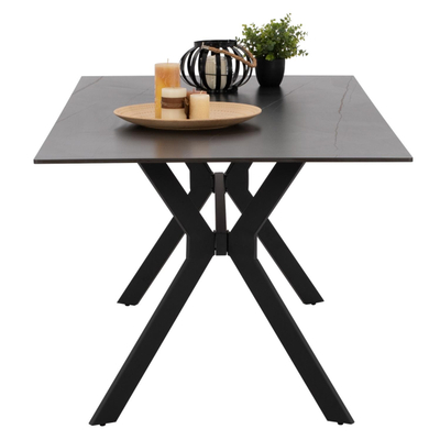 Tavolinë SYNTEC, gur sintër, 160×90×75 cm (HM9308.03), zezë