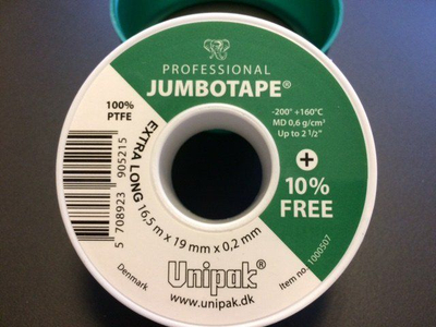 Kasetë jumbo Unipak Teflon për instalime uji, 19mm x 16.5m