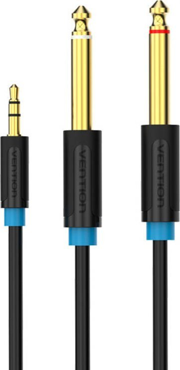 Kabllo audio Vention 3.5mm në 2x 6.3mm, 5m, e zezë