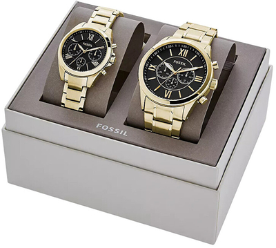 Set dhuratë Fossil His and Her Chronograph BQ2400SET, orë dore për meshkuj + orë dore për femra