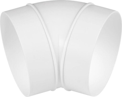 Gyp këndor ventilimi Awenta Round Elbow Duct, 100mm, 45°, PVC, i bardhë