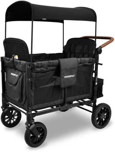 Karrocë për kalamaj WonderFold W4 Luxe Wagon, për 4 kalamaj, me tendë, e zezë