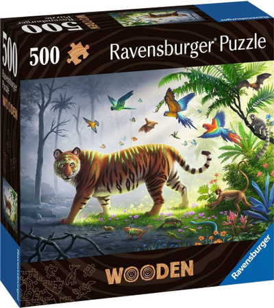 Puzzle druri Ravensburger Jungle Tiger, 500 copa, 40 x 27 cm, shumëngjyrësh