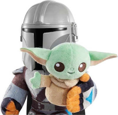 Lodër pelushi Star Wars Mandalorian me Grogu, 28cm, me tinguj, shumëngjyrëshe