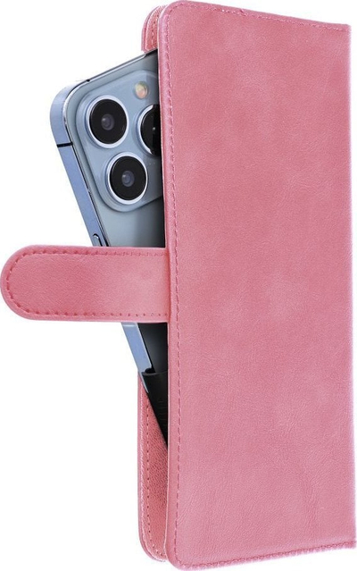 Futrollë universale telefoni COMMON Book L, me xhepa për karta, mbyllje me magnet, rozë