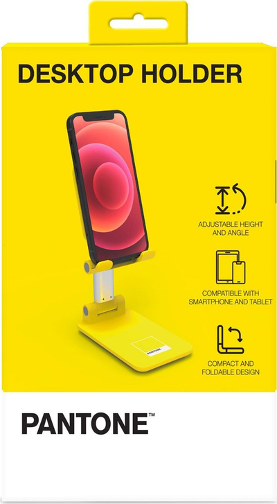 Mbajtëse tavoline Pantone Desktop Holder, universale, për telefon dhe tablet deri 12", e verdhë