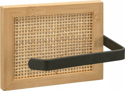Mbajtës letre higjienike Wenko Allegre, bambu edhe çelik inox, 15 x 12 x 6.5 cm, ngjyrë druri edhe i zi