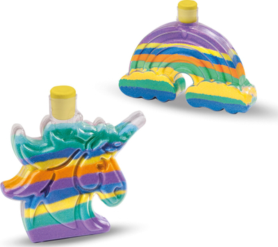 Set kreativ me rërë SES Creative Galaxy Sand Art Bottles Unicorn and Rainbow, 2 shishe, shumëngjyrëshe