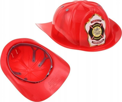 Set lojrash zjarrfikësi për kalamaj “Firefighter Set”, kaskë 53 cm, zjarrfikës lodër 23 cm, e kuqe