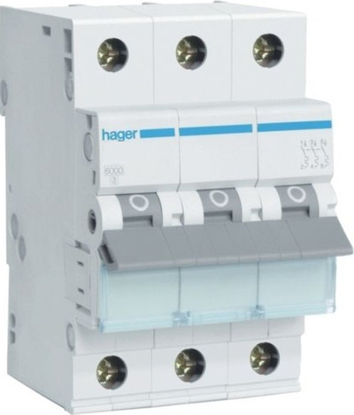 Ndërprerës miniaturë Hager MCN304E, 3P C 4A, 6kA AC