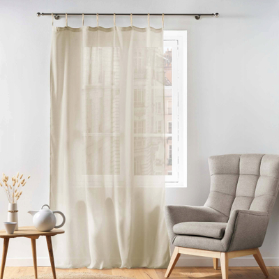Perde Eyelet Jute Linen Look, 140x240 cm, polikoton, ngjyrë liri