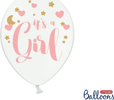 Balona latex Strong Balloons It’s a Girl, 30cm, set 6 copë, të bardha