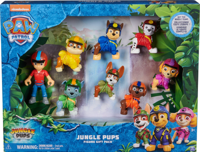 Set figurash Paw Patrol Jungle Pups 8 copë, lodra aksion për kalamoj, shumëngjyrëshe
