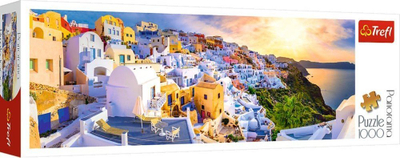 Puzzle panoramë Trefl Sunset in Santorini, 1000 copë, shumëngjyrësh