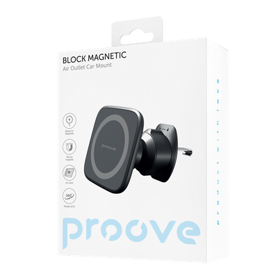 Mbajtëse telefoni për veturë Proove Block Magnetic, magnetike për ventilim, e zezë