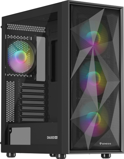 Kasa PC Genesis Diaxid 605 ARGB, ATX, 4 furrnizues 120mm, e zezë
