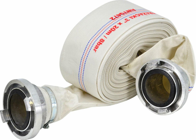 Zorrë zjarri Layflat Fire Hose, 3" 25m, 8 bar, e bardhë