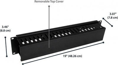 Organizues kabllosh Techly 2U për raft 19" rack, me kapak, i zi