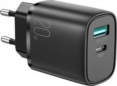 Karikues USB JoyRoom L-QP2011, 20W, me USB A edhe Type C, i zi
