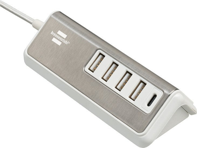Karikues tavoline Brennenstuhl Estilo, 4 porta USB-A, 1 USB-C 20W, ngjyrë argjendi