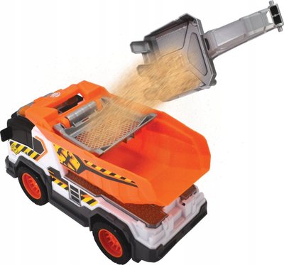Lodër kamion ndërtimi Dickie Dump Truck, 30cm, dritë dhe zë, portokalli
