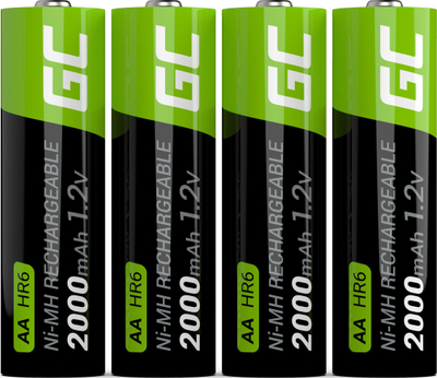 Pako baterish Green Cell, 4 copë AA, HR6, 2000mAh, të rikarikueshme