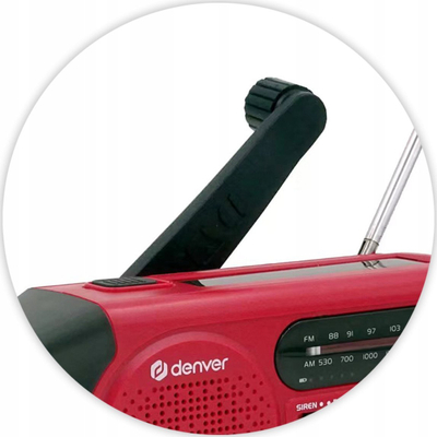 Radio emergjence Inter Sales SCR-2010, 2000mAh, power bank USB, e kuqe