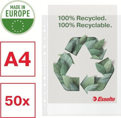 Xhepa plastikë Esselte Recycled Premium A4 Maxi, 70 mik, 100 copë, transparentë