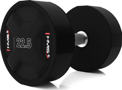Hantellë HMS Polyurethane Dumbbell, 22.5kg, dorezë me gjuajtje, e zezë