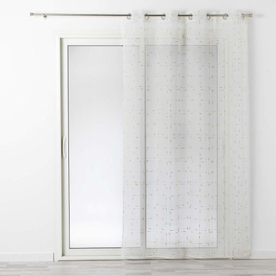 Perde e tejdukshme Luminette Dixie, 140x240 cm, me fije metalike, e bardhë me ar