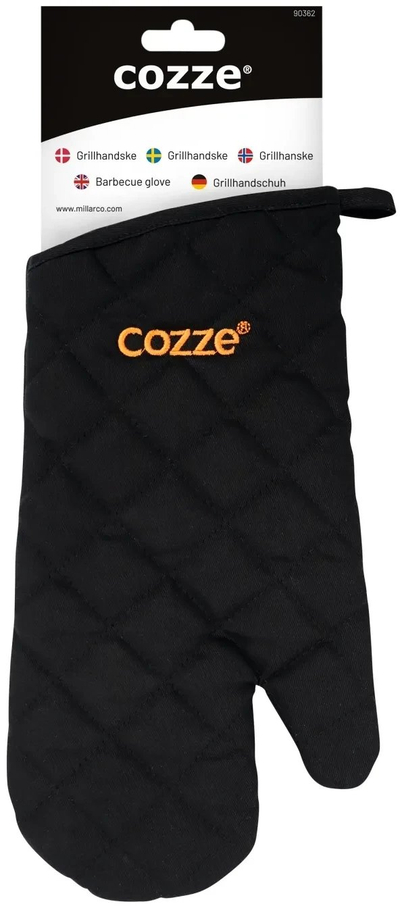 Dorezë për barbecue Cozze, pambuk që s’e zë kollaj vapa, 28x15 cm, e zezë