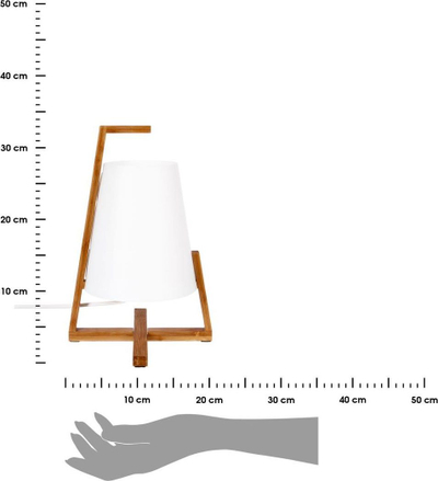 Lampë tavoline Atmosphera Interior Creator, bazë prej bambuje, 18.5cm, abazhur i bardhë