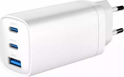 Karikues Gembird 1x USB-A 2x USB-C, i bardhë