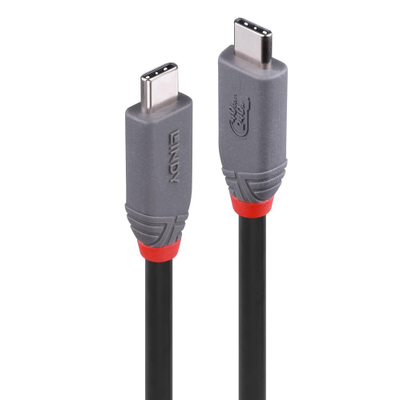 Кабел USB C Lindy USB4 240W, 2m, сива