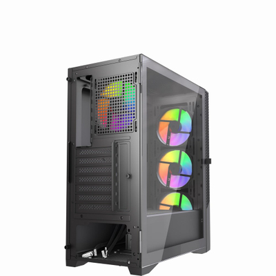 Kutia PC Gembird Fornax 900 ARGB, MIDI Tower ATX, 4 ventilatorë ARGB, e zezë