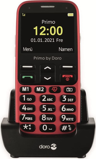 Телефон за постари лица Doro Primo 368, екран 2.3", 3MP, црн со црвено