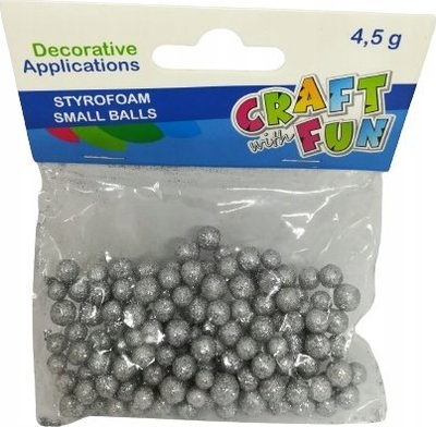 Toptha zbukuruese stiropori Craft with Fun, 4.5g, 8mm, argjendi