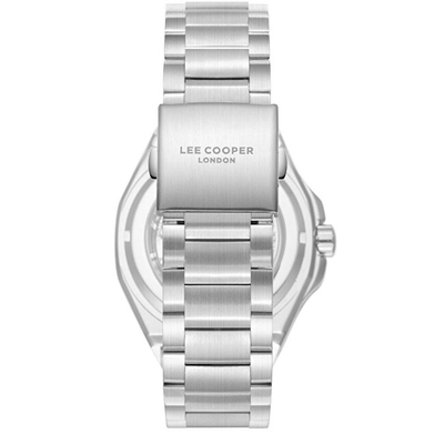 Ora burrash Lee Cooper Alexandre LC08368.371, automatike, 43mm, rrip metalik argjendtë
