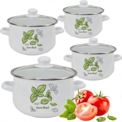 Set tenxheresh Koko Basil, 8 copë, emaluar, me bozhure borzilok