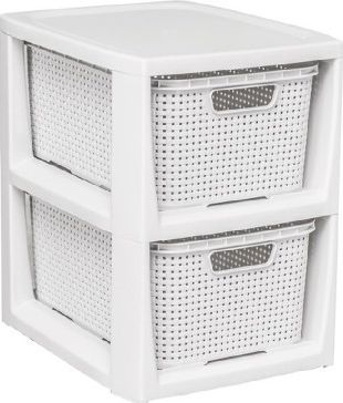 Raft organizues plastik Branq 33636BI, 2 shporta, i bardhë