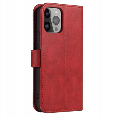 Kuti mbrojtëse PhoneLook Flip Case për Samsung Galaxy S25, me kapak magnetik, me xhepa kartash, e kuqe
