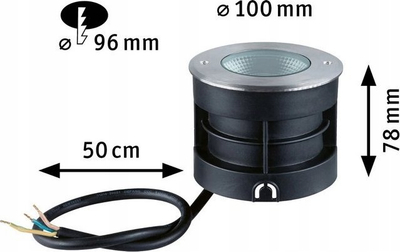 Dritë dyshemeje LED Paulmann Vanea, 10 cm, IP67, inox