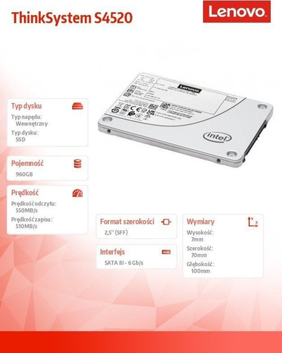 Disk SSD Lenovo ThinkSystem 4XB7A17102, 960GB, 2.5", SATA