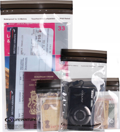 Qese që s’i hyn uji Lifeventure DriStore LocTop, set me 3 copë, IPX8, transparente