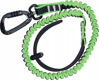 Rrip sigurie elastik Luna, me karabiner, 90–140 cm, jeshil
