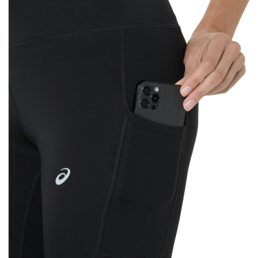 Leggins për femra Asics Core, me bel të lartë, material elastik, të zeza
