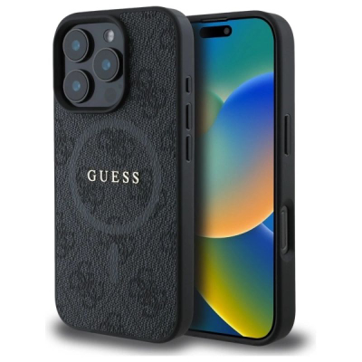 Mbulesë telefoni Guess Protective Cover për iPhone 16 Pro Max, MagSafe, print 4G, e zezë